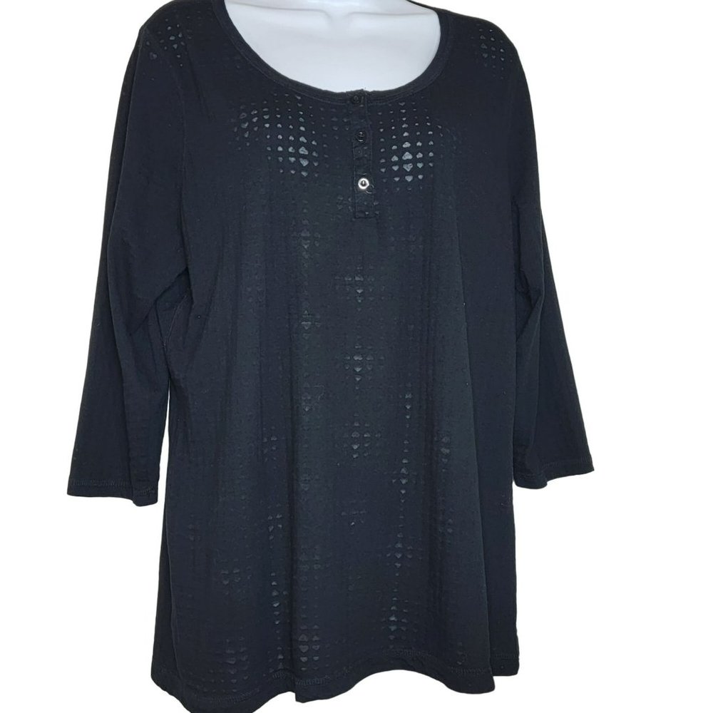 Torrid Women's Size 2 (2X), Black Knit Top w/Mesh & Cut-Out in Back, 3/4 Sleeve